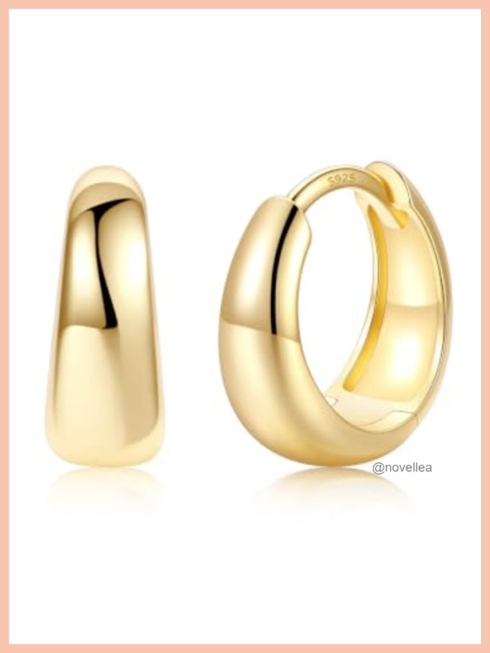Chunky Gold Hoop Earrings for Women, 14K Gold Plated, Hypoallergenic